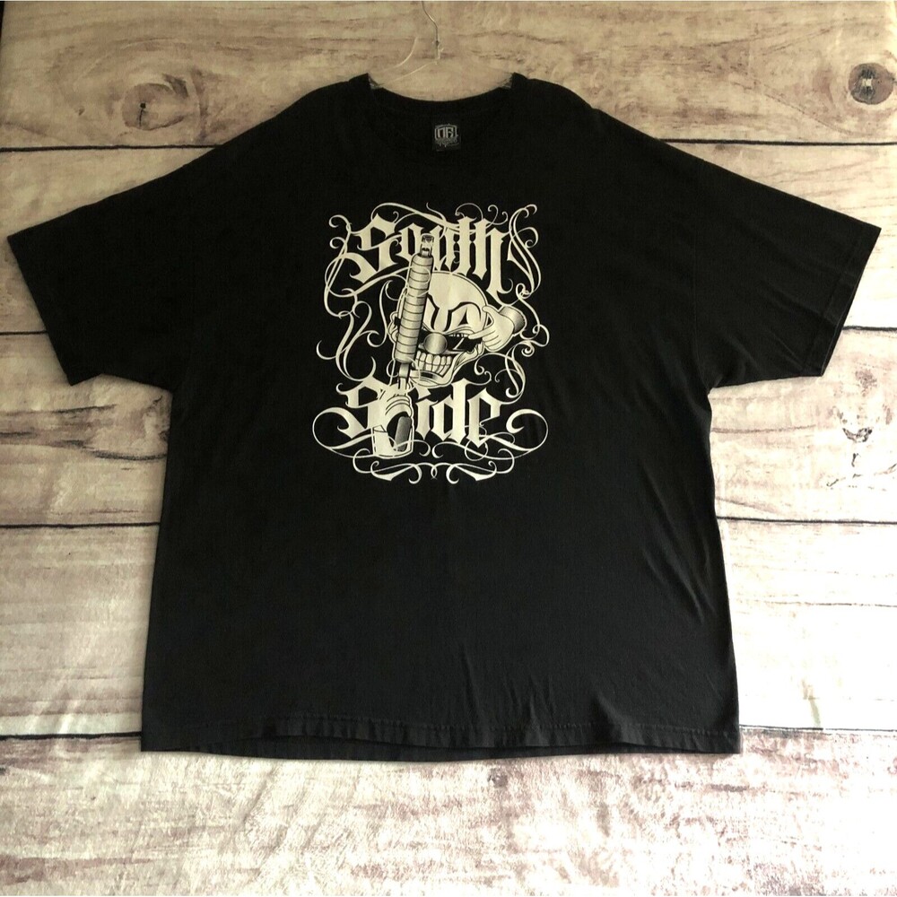 Old English South Side Shirt Mens 3XL Black Tattoo Art Cartoon Streetwear Clown